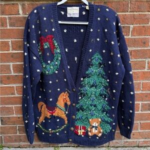 Vintage Marisa Christina II Christmas Knit Cardigan Sweater Size 2XL Women’s